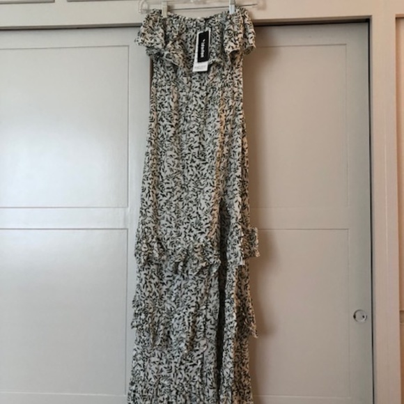 NWT Yidarton Ruffled Strapless Maxi Dress Green and White size medium - Picture 9 of 12